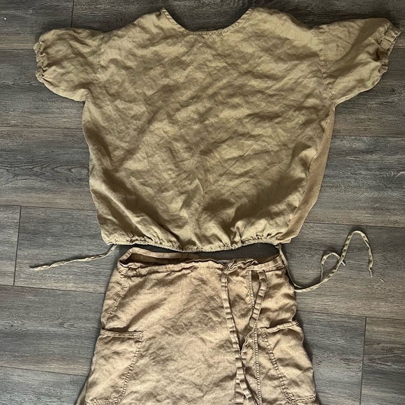 S Oliver linen/cotton short sleeve top with drawstring waist - Picture 3 of 3